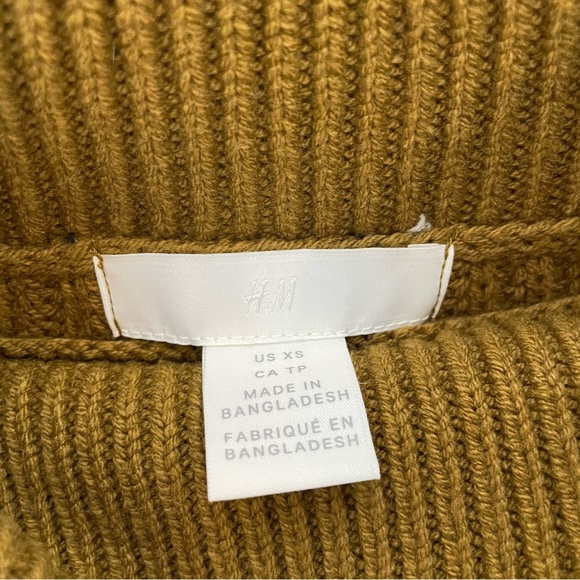H&M Moss Green Chunky Knit Cotton Blend Pullover Sweater in Size Extra Small - Picture 3 of 4